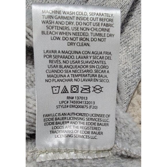 EDDIE BAUER Men’s Large Gray Fleece-Lined Sweater Pullover 1/2‎ Zip Long Sleeve - Picture 10 of 15